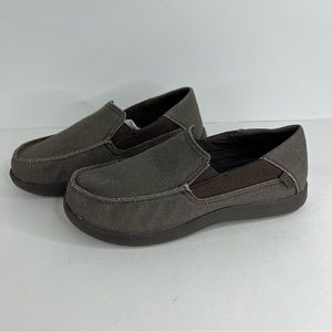 Crocs Kids Santa Cruz II Slip On Canvas Shoes Loafer Gray Junior Size J6 204025